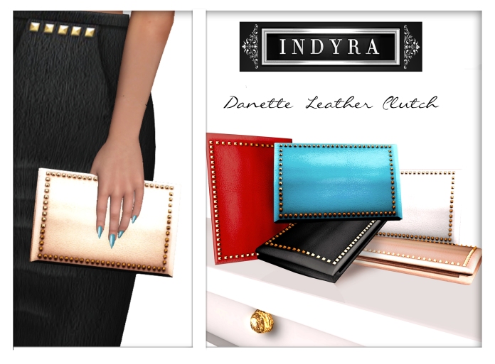 {Indyra} Danette Studded Leather Clutches